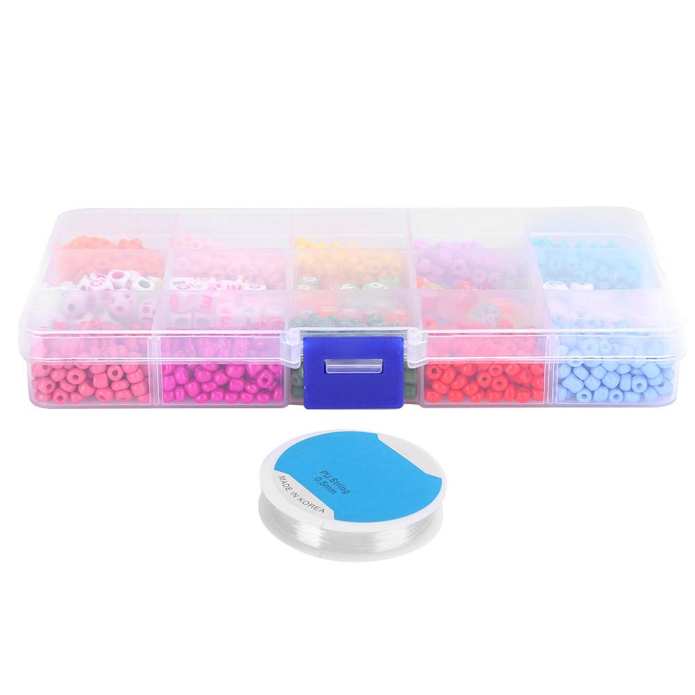 DIY Craft Round Quadrate Beads Kit Bracelet Necklaces Crafting Jewelry Making Supplies