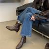 New inner height increase naked boots short boots black dark brown for spring, autumn and winter women