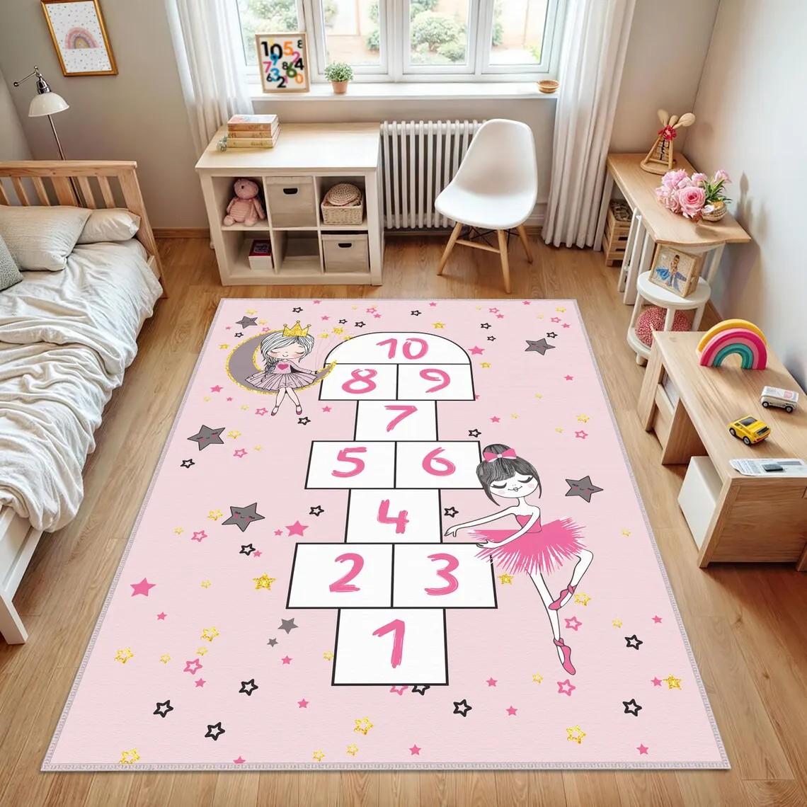 

Дитячі килими для гри в класики Мультяшний килим для гри батьків і дітей Килим для спальні Приліжковий Дитячий Ігрова кімната Декорація 40x60cm