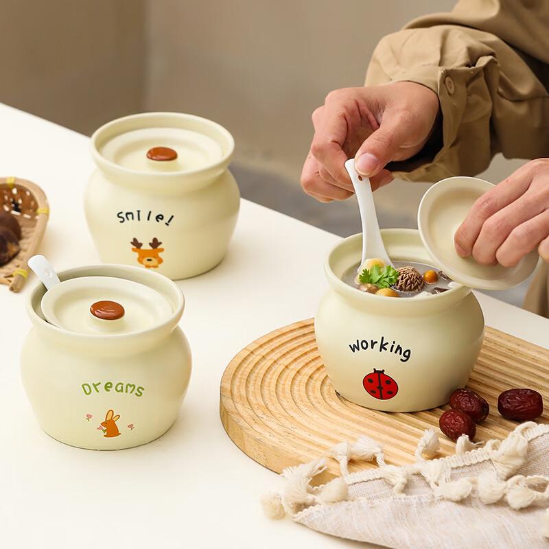 Zhishi Ceramic Stew Pot with Lid, 2-Pack