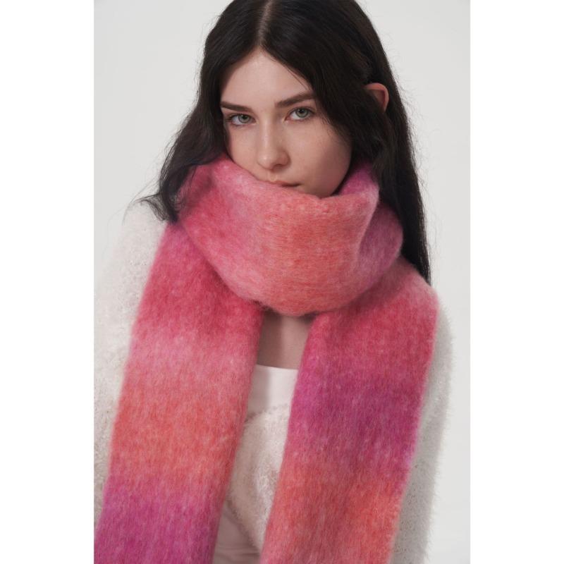 Original design light luxury gradual change wool scarf women, winter new solid color mohair warm scarf scarf