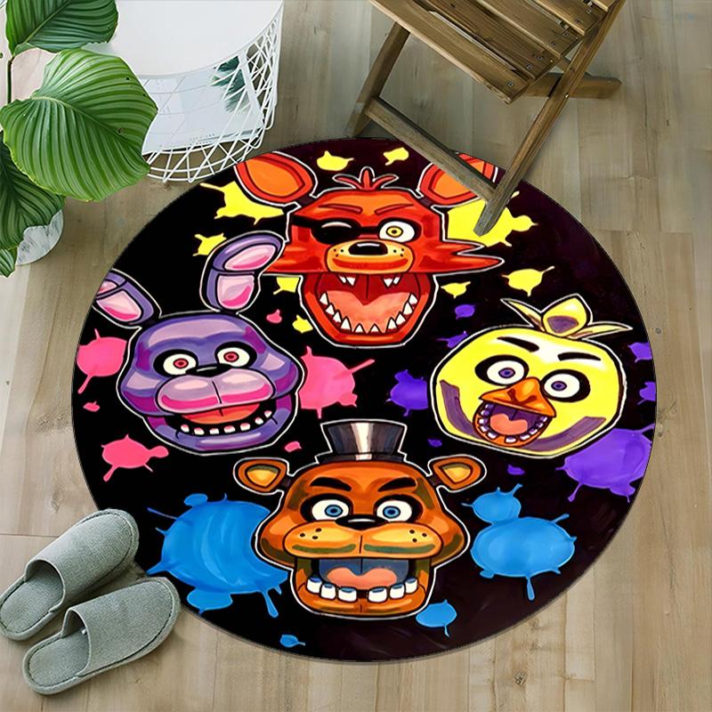 1pc Freddy Bear1 Print Round Carpet Chair Round Carpet Suitable for Bedroom Living Room Home Decorative Carpet