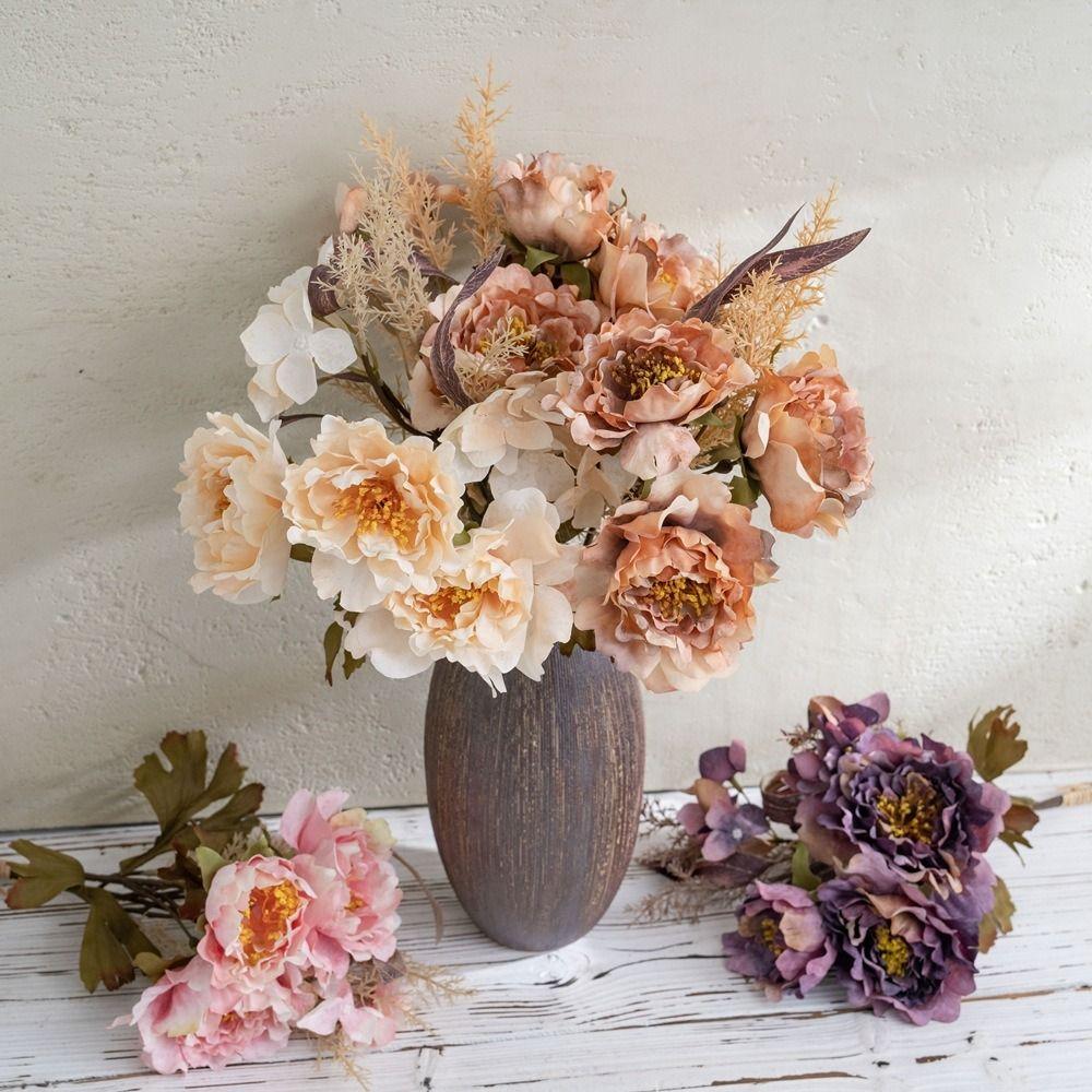 Luxury Silk Peony Branches Elegant Simulation Peony Artificial Peony Flowers Bouquet  Party Favors