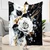 Stained Glass Rose Flannel Blanket,Lightweight,Office Blanket,Sofa Blanket,Comfortable Blanket