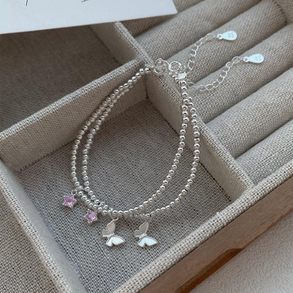 S999 Sterling Silver Butterfly Star Bracelet - Light Luxury Korean-Style Jewelry for Girls