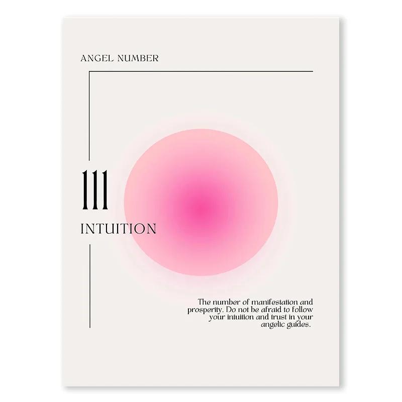Gradient Spiritual Aura Angel Number Canvas Painting and Print Aesthetic Danish Pastel Poster Wall Art Picture Living Room Decor