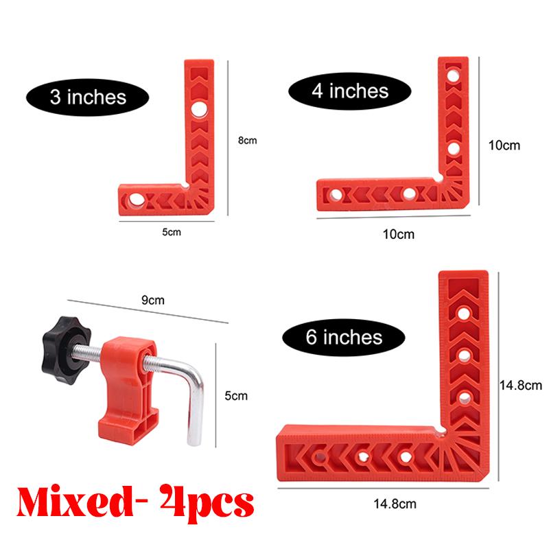 4/1pcs 90 Degree Positioning Squares with Locking Clips L-Shaped Right Angle Ruler Holder Spacer Fixing Clamps Woodworking Tools