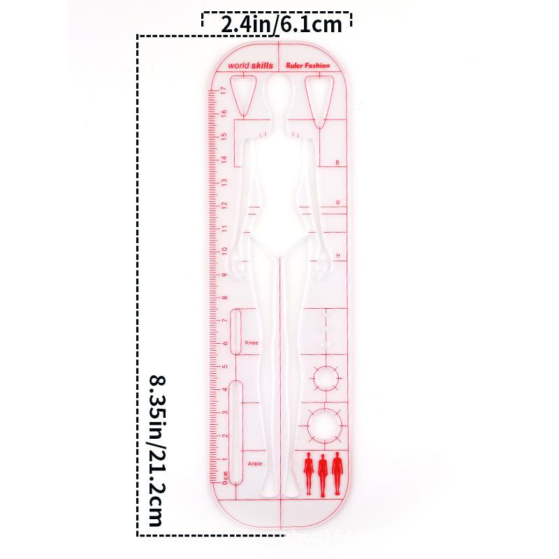 1Pcs Clear Illustration Diy Quilting Clothing Design Rulers  Drawing Template Ruler For Drafting Clothing Designers
