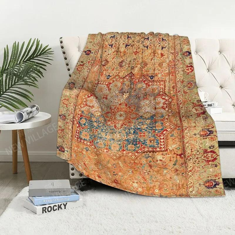 Bohemian Pattern Digital-printed Polyester Bedroom Velvet Flannel Cover Blanket Fleece Soft Sofa Cover Blankets for Beds