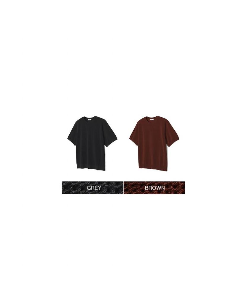 NOTIG Cotton Blend Solid Pique Round Knit Brown_Oks3Swts104W1