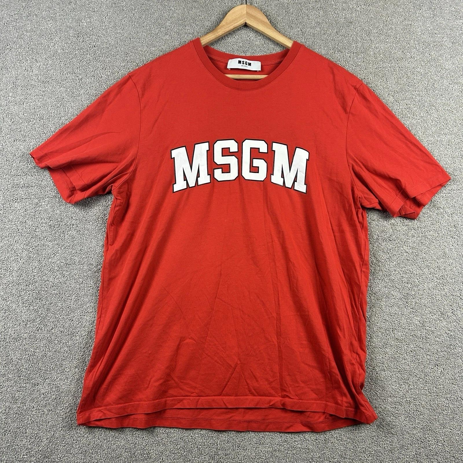 MSGM Milano Collegiate Logo Printed T-Shirt White Cotton Womens Size XL Top XL