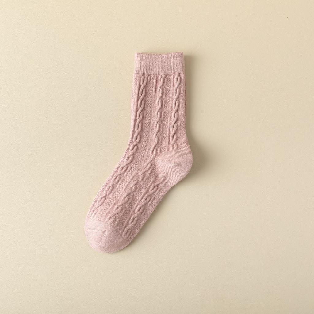 2/3/5 Pairs Autumn and Winter Women's Wool Socks Solid Color Thick Warm Socks Soft and Comfortable Socks