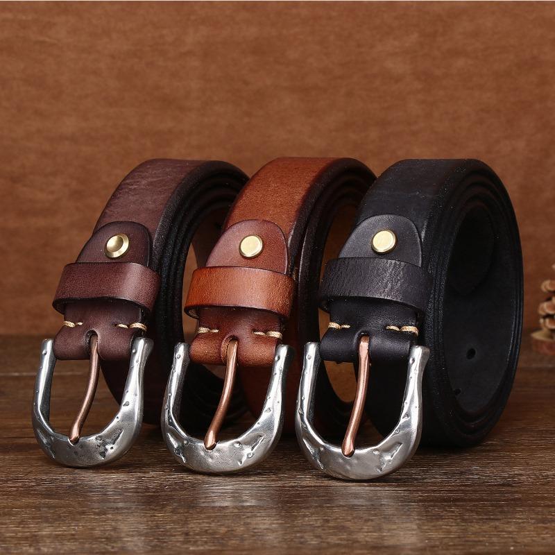 New Retro Washed Extra Thick Outdoor First Layer Cowhide Belt Men's Casual Belt Men's