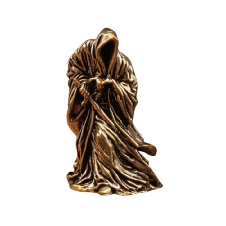 

Artisanal Bronze Death Figure Black Hide Fighter Deck Old Encouraged Shelf Display Permanent Collectible 1