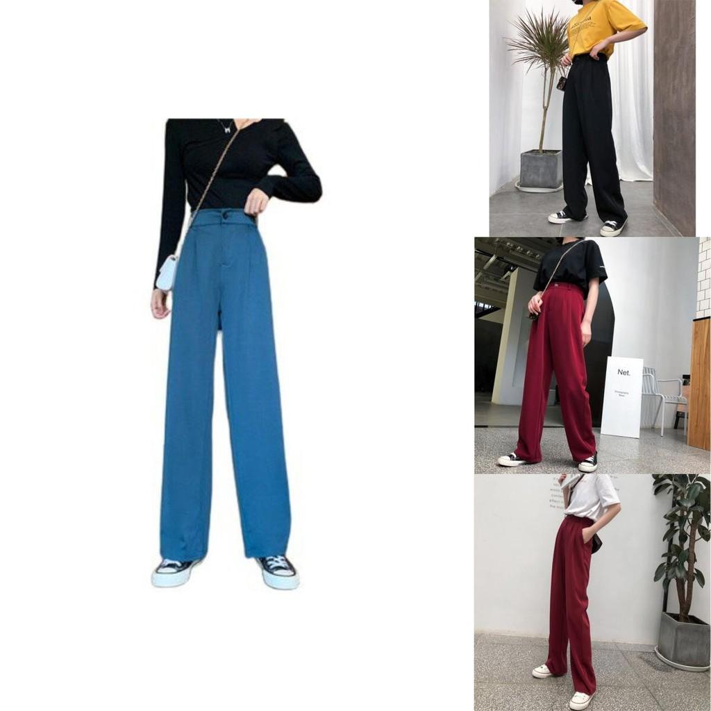 Pantaloni Eleganti a Vita Alta in Colori Uniformi per un Comfort Casual a Gamba Larga