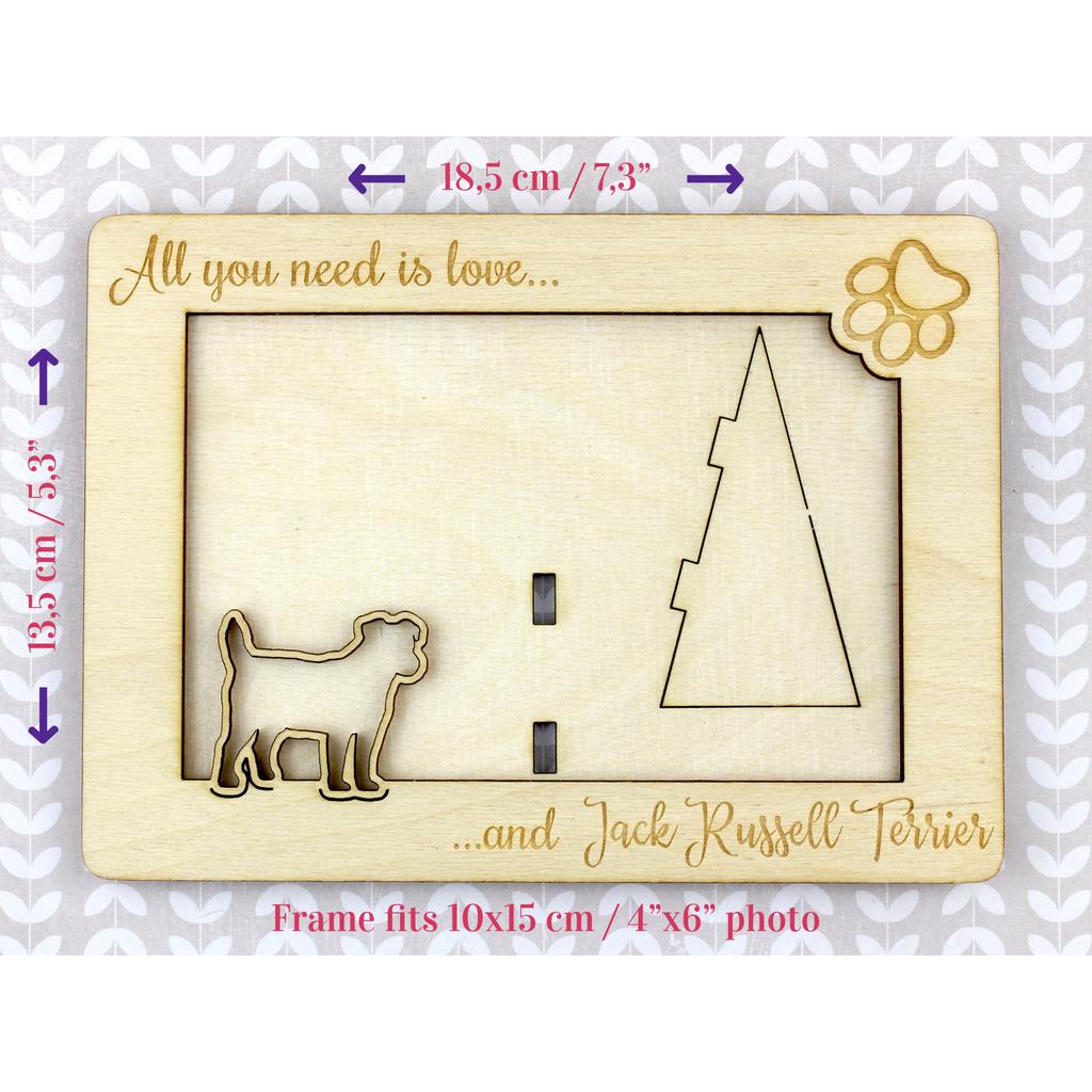 Jack Russell Terrier - Photo frame, engraved wooden frame, a lovely gadget for the dog lover by Art-Dog