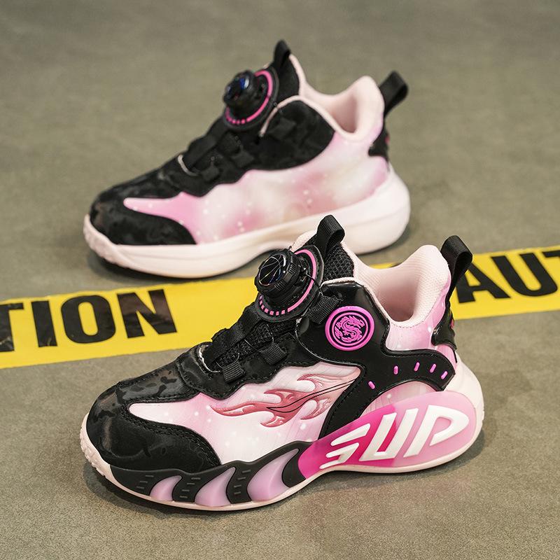 Boys' Shock-Absorbing Leather Basketball Shoes | Non-Slip, Lightweight Sports Sneakers for Big Kids, Fall/Winter 2025