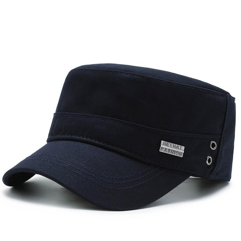 Fashion military hat Men's hat Shade sunscreen Heroic tall and straight flat top military hat Cotton comfortable atmosphere Sports hat