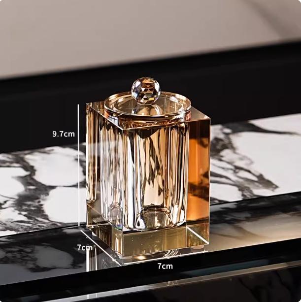 Bathroom Crystal Glass Toothpick Dispenser, Cotton Swab Box, Toothpick Holder, Dental Floss Storage Jar Teeth, Household Items