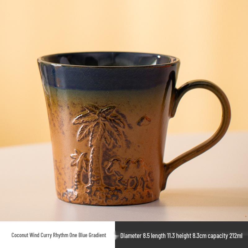 Retro Ceramic Mug: Japanese Kiln-Fired Coffee & Tea Cup