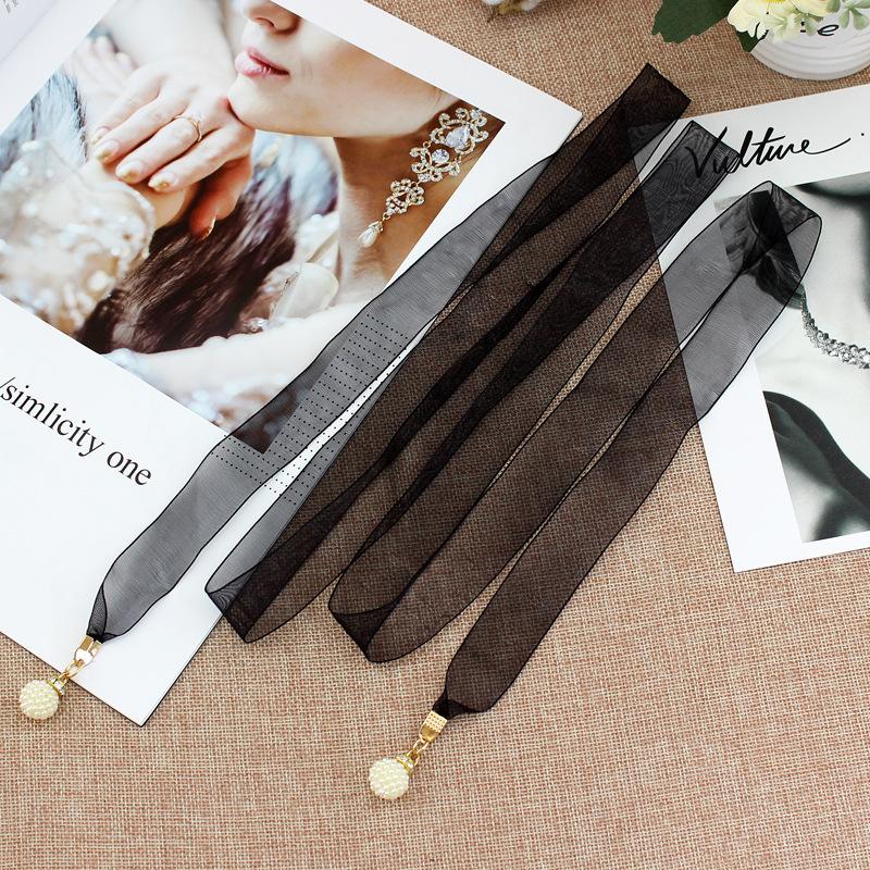 

Женская шифоновая ткань, жемчужная подвеска, поясная цепочка для украшения платья, тонкий пояс, женское украшение для талии чёрный