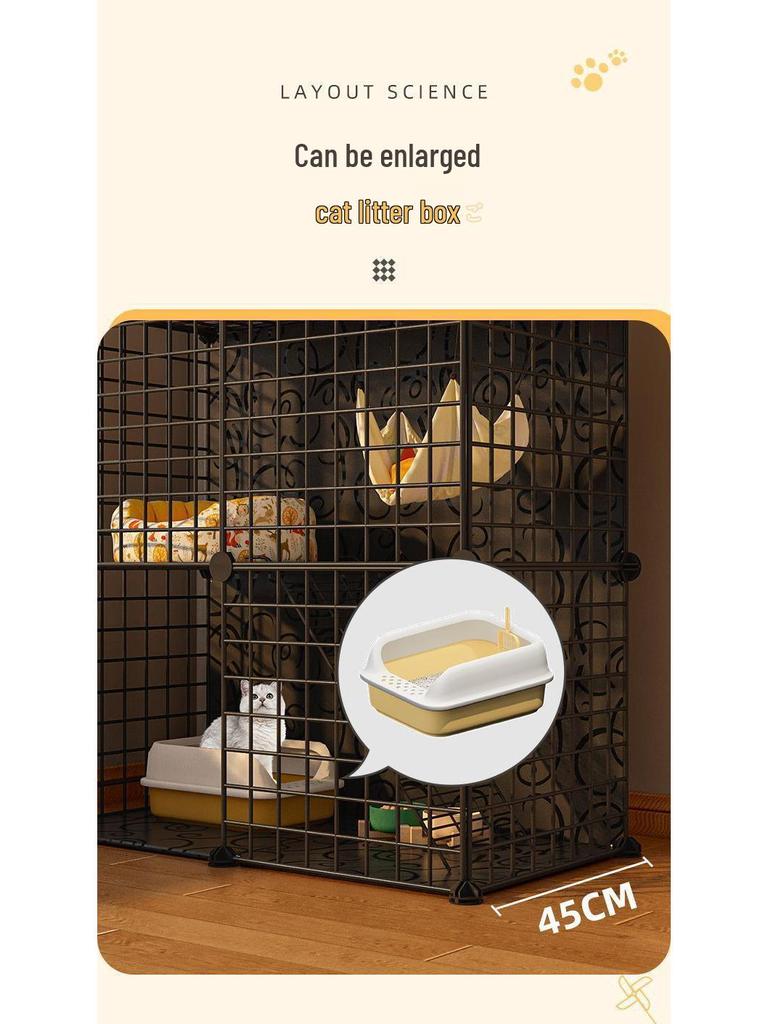 Indoor Cat Villa: Multi-Layer Winter Home & Toilet, Spacious Cabinet Bed