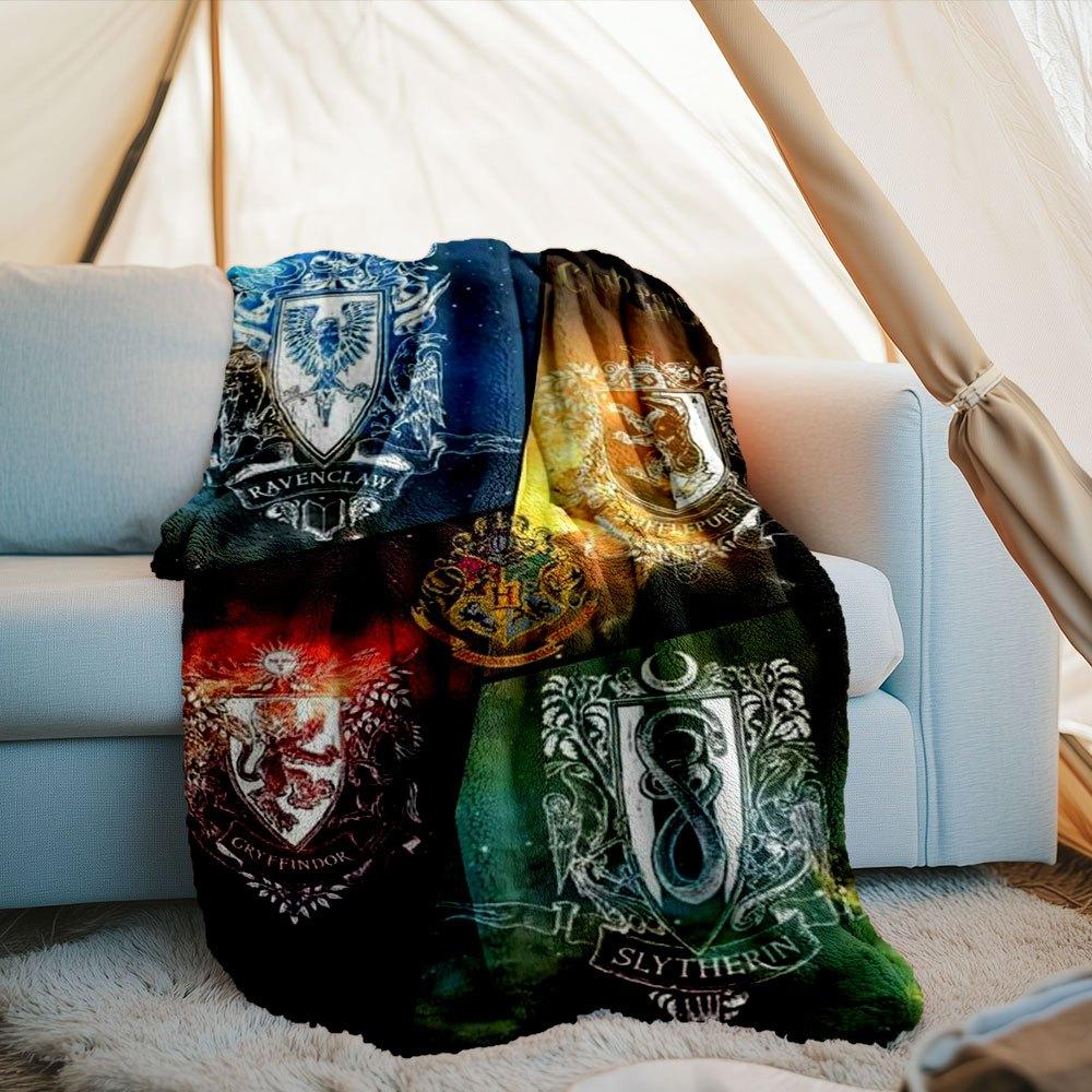 Harry Potter Hogwarts House Crests Outdoor Blanket Soft Cozy And Lightweight For All Seasons Perfect For Travel Camping Picnic Sofa Office Bed Living