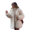 Autumn and winter European and American women's artificial fur warm medium and long suit collar coat coat