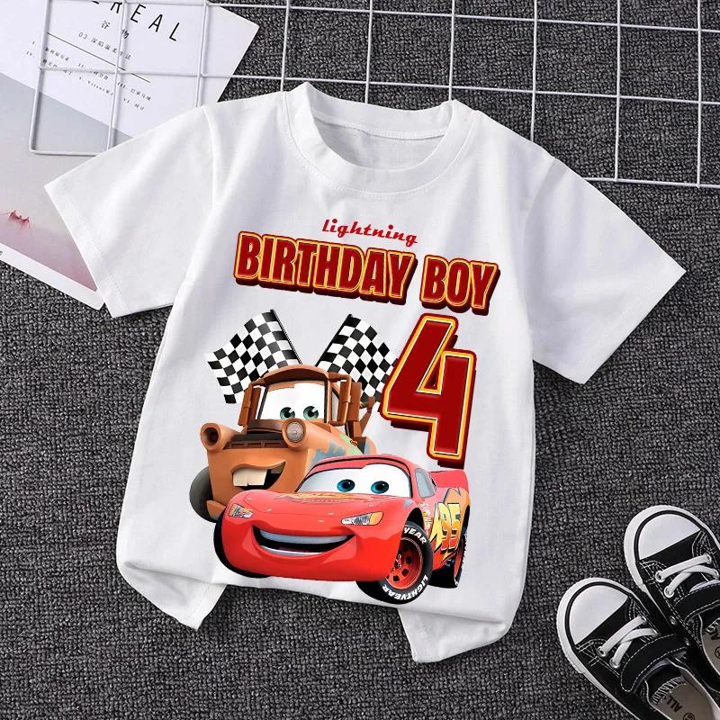 T-shirt z numerem Błyskawicy McQueen Prosty Podstawowy dla Malucha Krótki Rękaw Trend Anime Kreskówka Anime Letnie Bluzki Ubrania na Urodziny Prezent