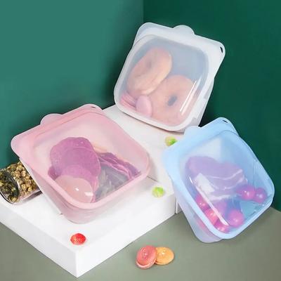 1 pièce Sac alimentaire réutilisable en silicone Conteneur alimentaire pour congélateur Résistant à la chaleur Étanche Sacs de conservation fraîcheur Sacs de sous-emballage Sacs scellés