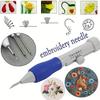 2-teiliges verstellbares magisches Stickstift-Set mit 3 Nadeln, Einfädler, Schere und ergonomischem Stoff-Bastel-Design für DIY-Nähen