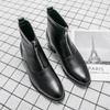 Fashion Designer Brand Men's Genuine Leather Shoes Fashion High Top Shoes Men's Short Boots Zipper Pointed Cotton Shoes New Boots