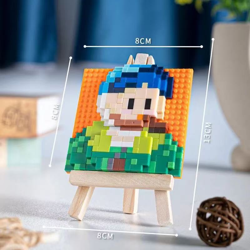 Hot Famous Painting Building Blocks With Wooden Easel Diamond Bricks Educational Toys DIY Decorations Birthday Kids Gifts
