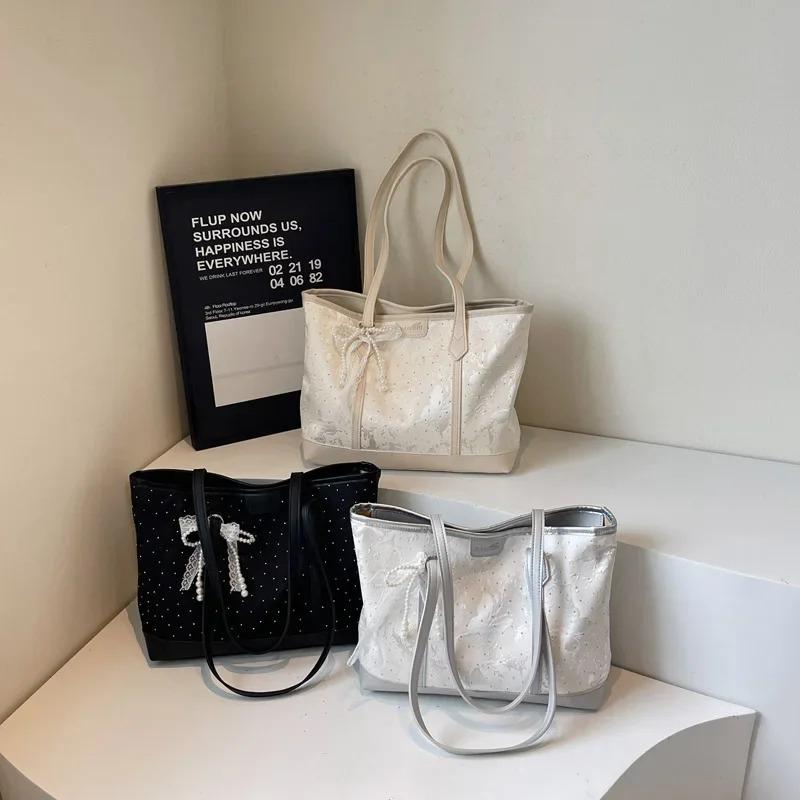 PU Solid Color Large Capacity Casual Tote Autumn Retro Versatile 2026 Fashi Bags for Women New Temperament Shoulder Bags