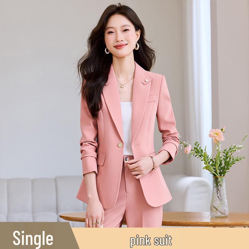 Off-White Women's Blazer & Micro-Flare Pants Set: Autumn/Winter Professional Suit with Waist-Cinching for High-End Style