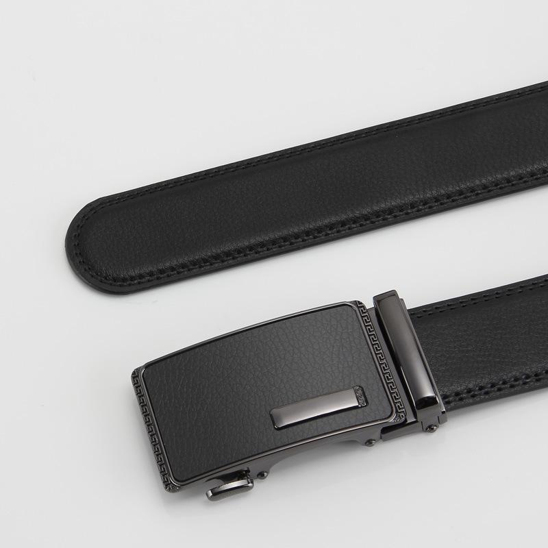 

Мужской ремень из натуральной коровьей кожи Автоматическая пряжка Деловой и повседневный ремень из коровьей кожи второго слоя Мужской ремень Ремень 110-130CM