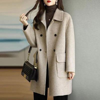 2025 Autumn/Winter Women's Korean-Style Slimming Mid-Length Wool Coat