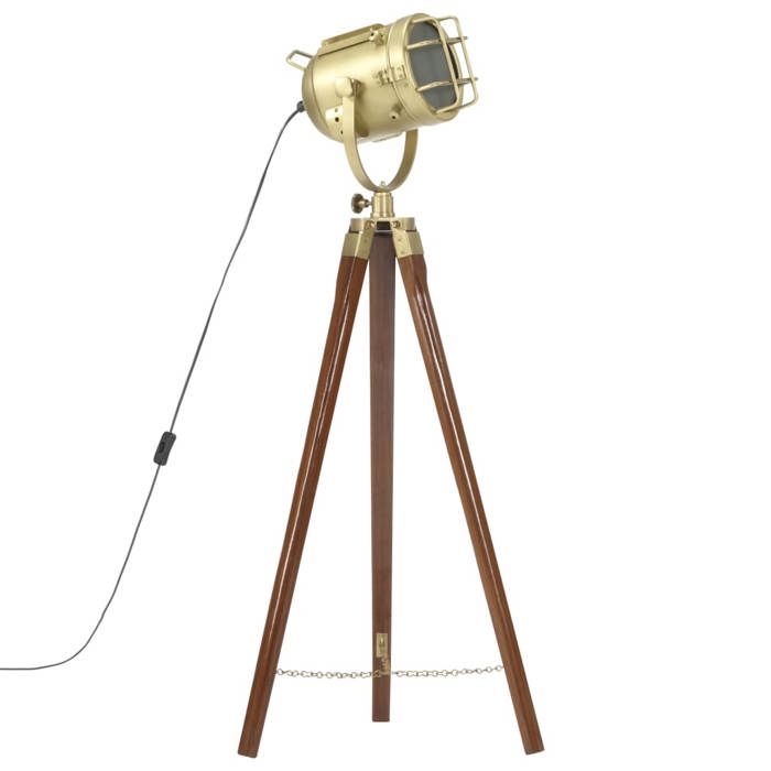 Lampadaire - vidaXL - Bois de manguier massif - 97 cm - E27 - Trépied - Chic