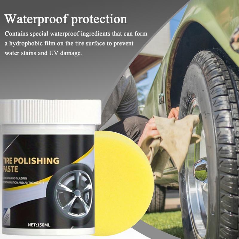 Car Tire Shine Black Shine 150ml Tyre Polishing Paste Cleaning And Blackening With Sponge Applicator For Truck Motorcycle RV