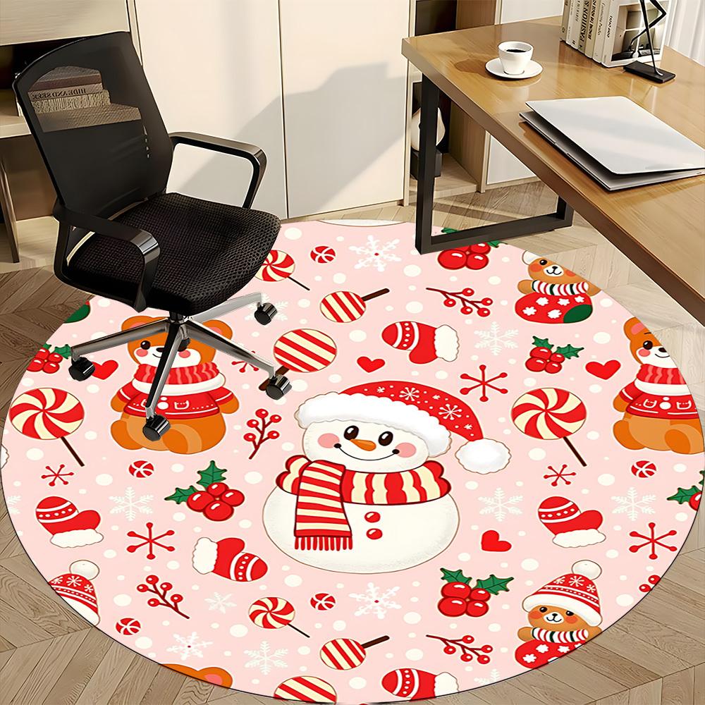 1pc Christmas ornaments Chair Carpet for Office Non Slip, Machine Washable Rug for Office, Room Holiday Decor for Christmas, Birthday Polyester