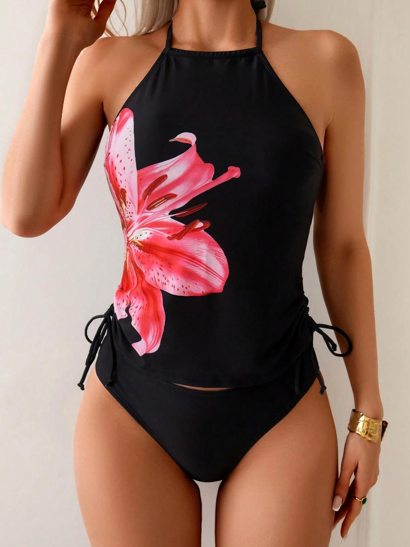 

European And American New Positioning Printed Bikini Sexy Fashion Split Swimsuit Women S Tankini S чёрный