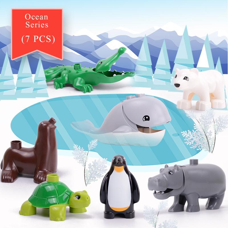Big Size Building Blocks Animal Accessorie Sets Rabbit Fish Bear Chicken Pig Block Duck Dog Cat Brick Horse Cow Sheep Toys Gifts