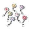 Cute Floral Badge Reel Retractable ID Card Badge Holder Clip Worker ID Card Pull Buckle  For Women