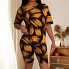Love Women's Casual Suit Short Sleeve Shorts 1D Digital Flower Stripe Printing Fashion T-Shirt Set