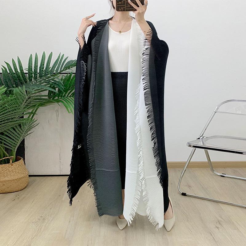 2024 Plus Size Women's Color Block Tassel Cardigan Trench Coat – Dubai & Middle East Style