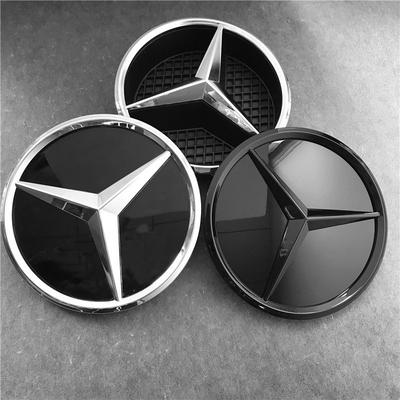 For Mercedes Benz B C GLK-Class 2008-2014Chrome Silver And Gloss Black OE Style Front Grill Star Emblem Chrome Logo Badge