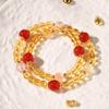 Lucky Yellow Crystal Double Circle Bracelet for Women, New Chinese Style Red Agate High-End Beaded Versatile Crystal Bracelet Jewelry