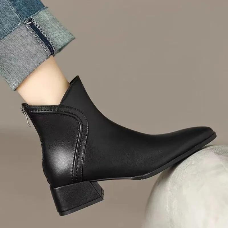 Women Ankle Boots Quality Casual Leather Boots Fashion Pointe Short Boots for Women Designer Fashion Boot Plush Warm Winter Boot