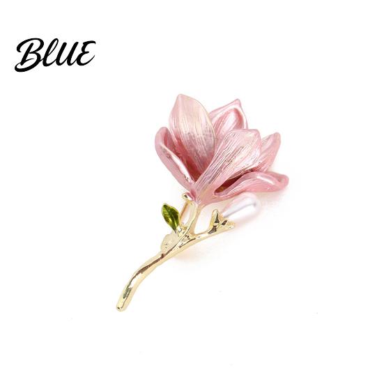 Long-lasting Brooch Magnolia Zinc Alloy Pin with Oil Dripping Process