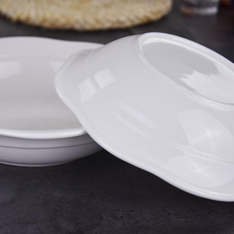 Elegant White Ceramic Pickled Fish & Noodle Bowl for Home or Restaurant Use